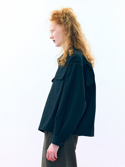 【Pre Order】Over Officer Shirt Jacket ( Black )