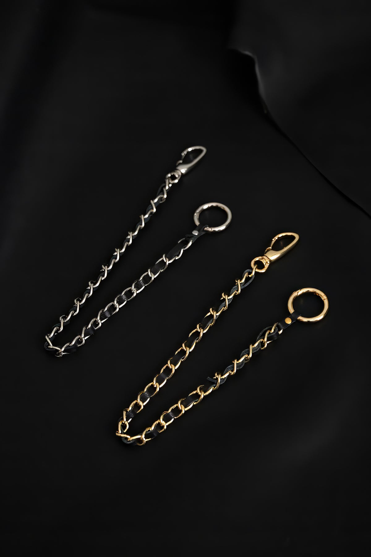 Leather Code Carabiner Chain(Gold)