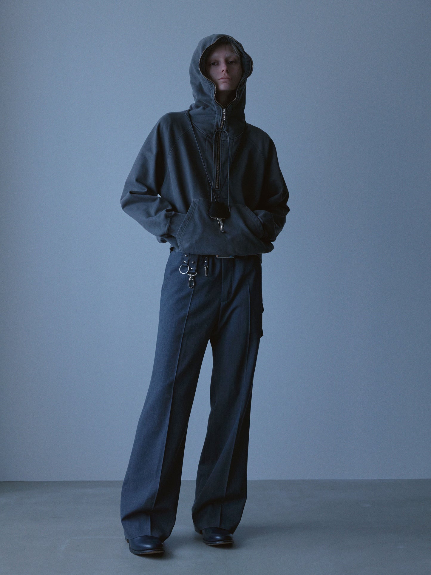 Processed Half-Zip Sweat Hoodie(Gray)