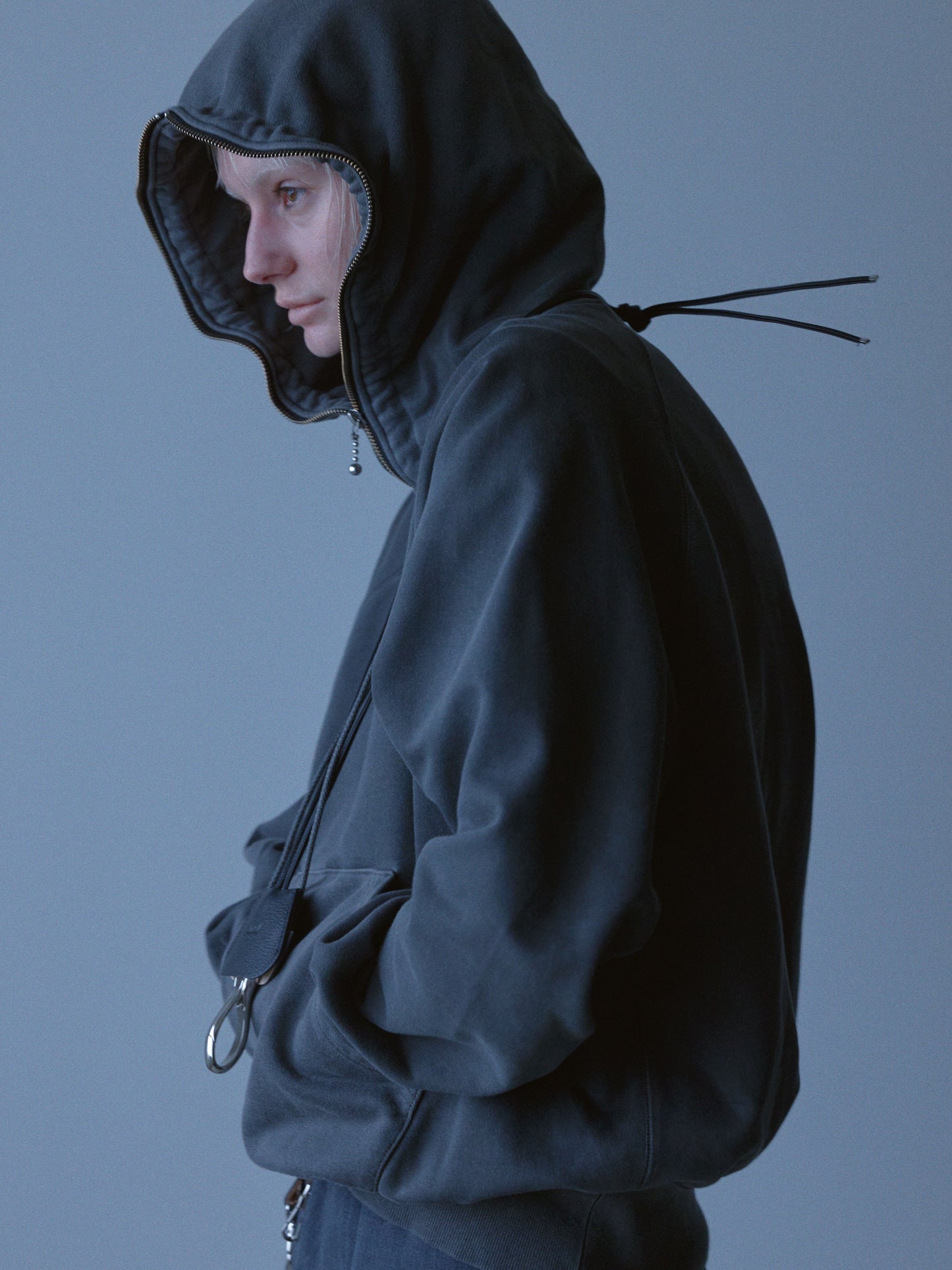 Processed Half-Zip Sweat Hoodie(Gray)
