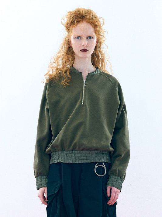 【Pre Order】Half-Zip Sweatshirt ( Khaki )
