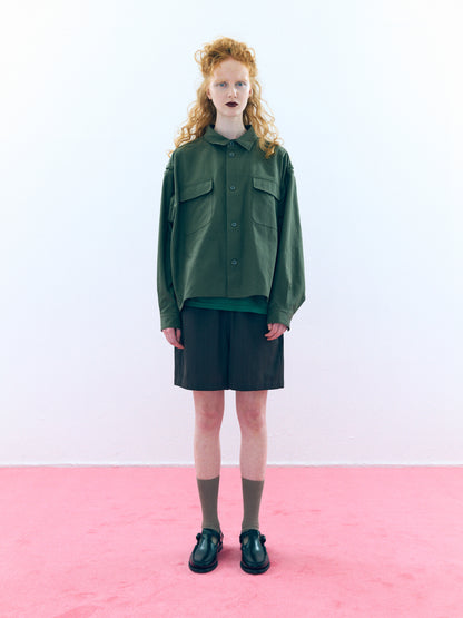 【Pre Order】Over Officer Shirt Jacket ( Khaki )