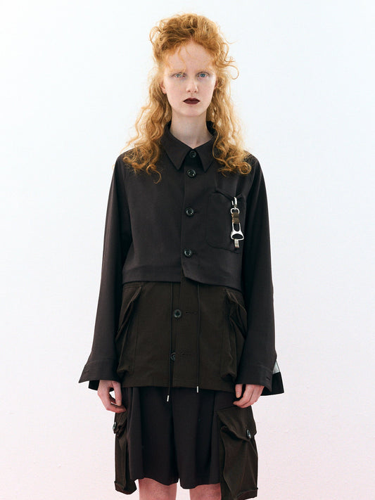 【Pre Order】Layered Military Coat ( Brown )