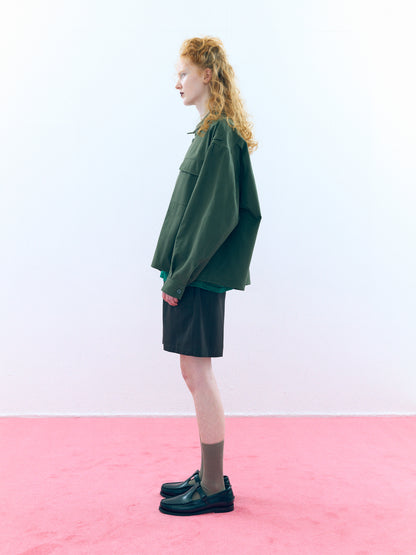 【Pre Order】Over Officer Shirt Jacket ( Khaki )
