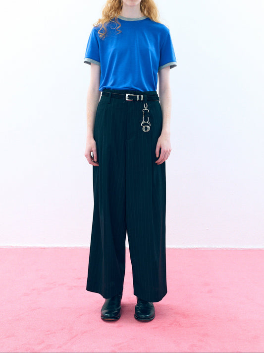 【Pre Oeder】Tuck Wide Trousers ( Black Stripe )
