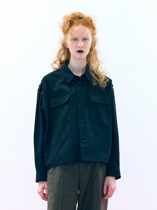 【Pre Order】Over Officer Shirt Jacket ( Black )