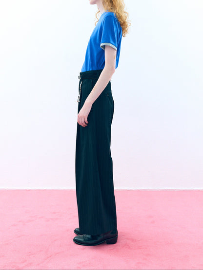 【Pre Oeder】Tuck Wide Trousers ( Black Stripe )