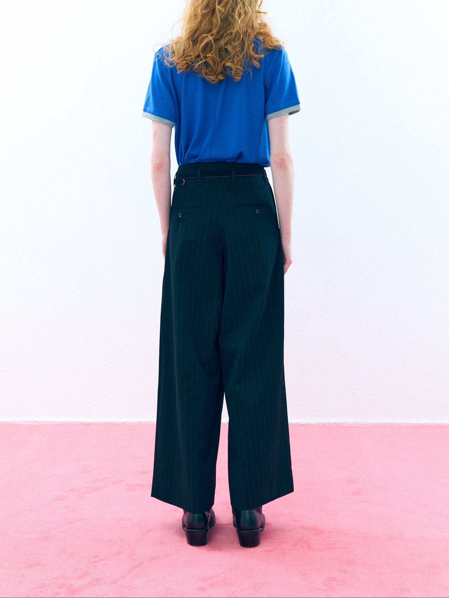 【Pre Oeder】Tuck Wide Trousers ( Black Stripe )