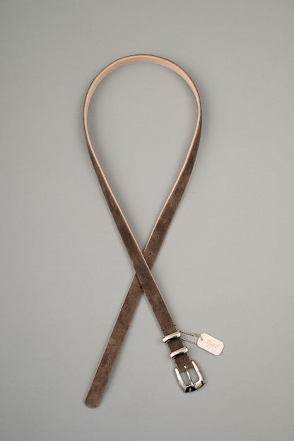 【Pre Ooder】W Loop Leather Belt ( Brown )