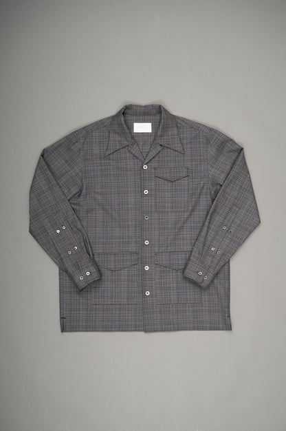 Box Opencollar Shirt Jacket(Gray Check)
