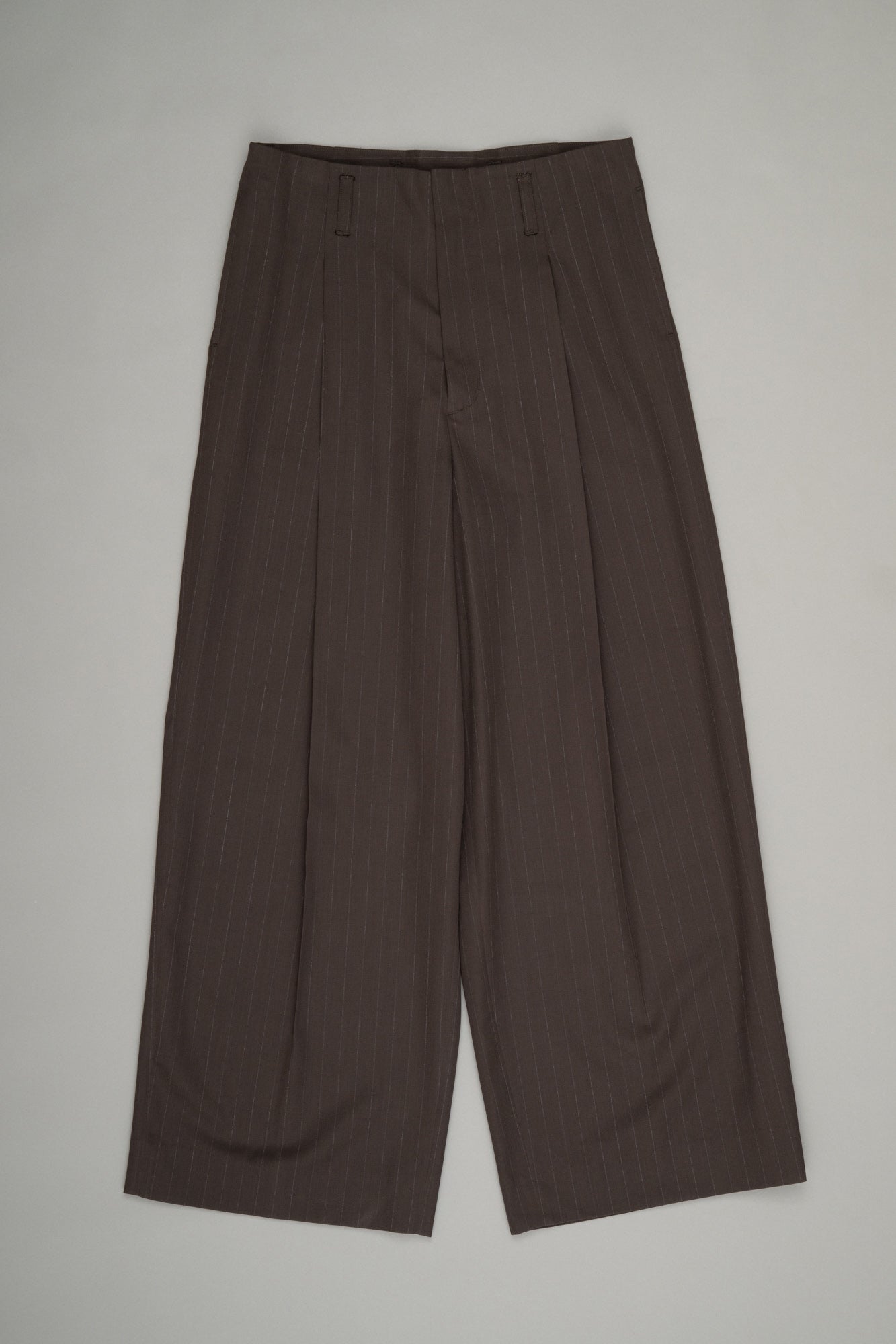 【Pre Order】Tuck Wide Trousers ( Khaki Stripe )