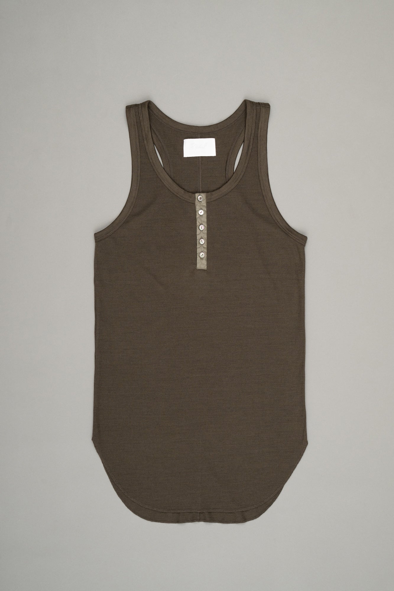 【Pre Order】Henley Neck Tank Top ( Khaki )