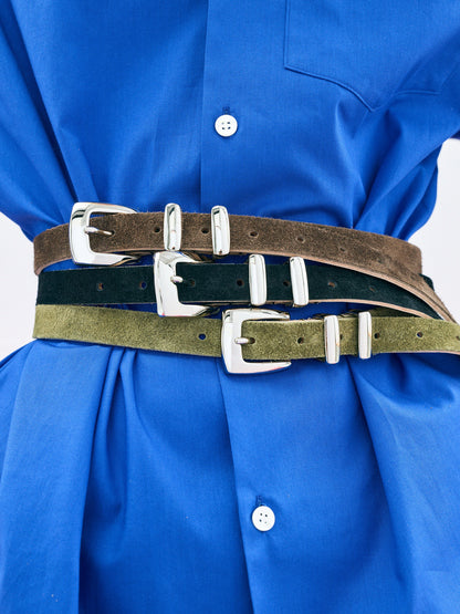 【Pre Order】W Loop Leather Belt ( Black )