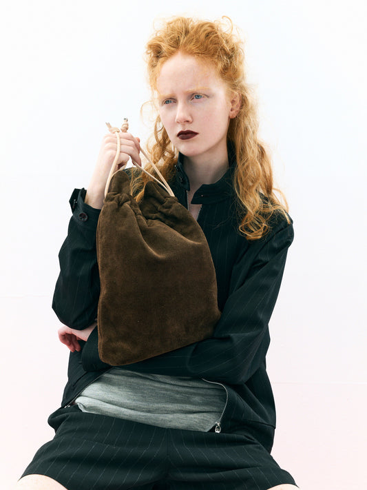 【Pre Order】Drawstring Tote Bag ( Brown )