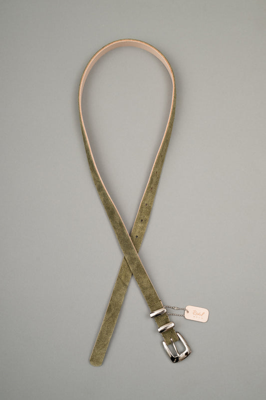 【Pre Ooder】W Loop Leather Belt ( Khaki )