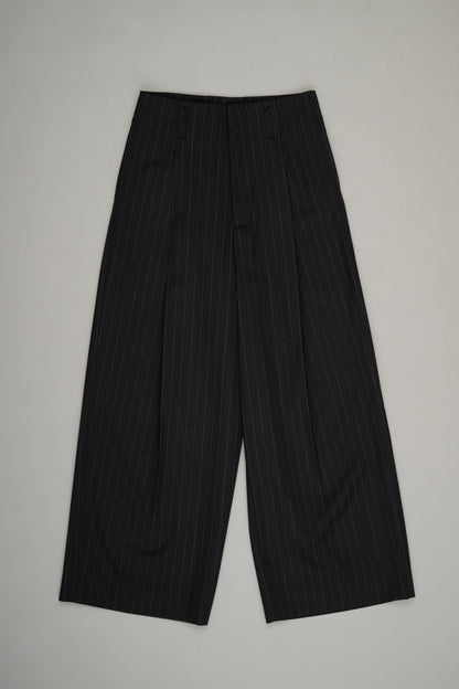 【Pre Oeder】Tuck Wide Trousers ( Black Stripe )