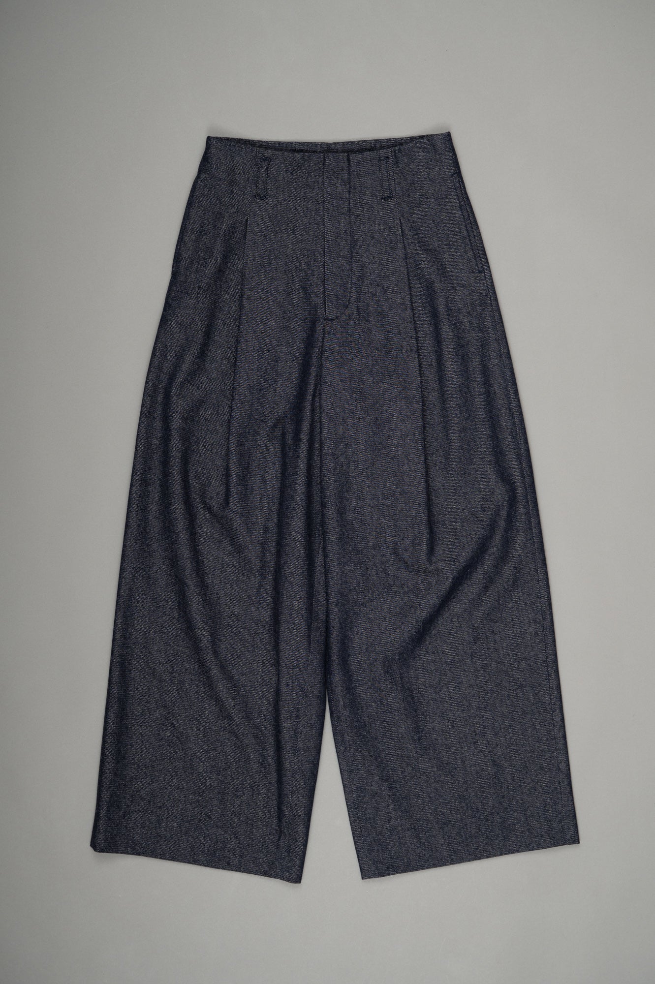 Tucked Wide Trousers (Indigo)