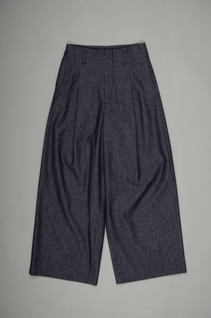 Tucked Wide Trousers (Indigo)