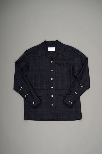 Box Opencollar Shirt Jacket(Navy Check)