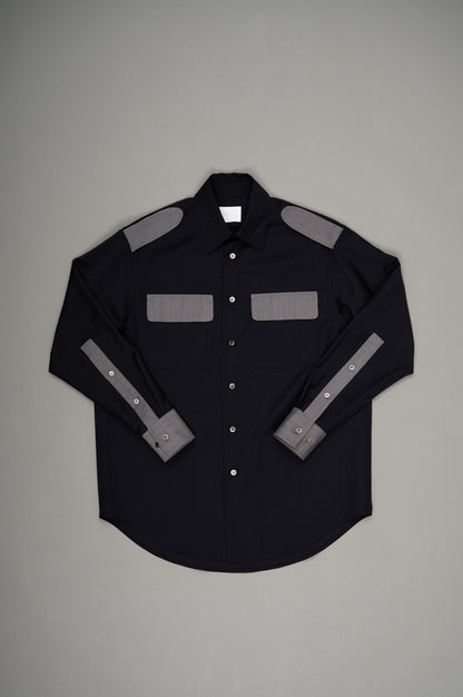 Two-Tone Military Shirt(Navy x M.Gray)