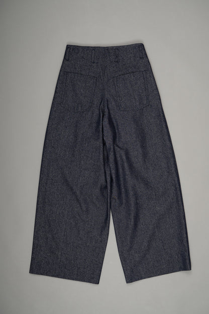 Tucked Wide Trousers (Indigo)