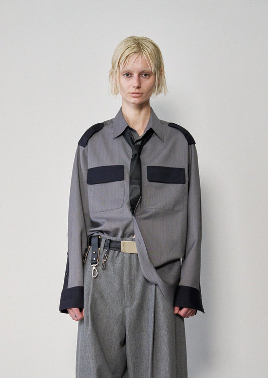 Two-Tone Military Shirt(M.Gray x Navy)