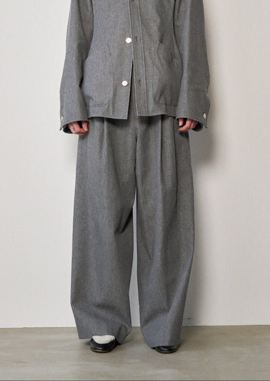 Tucked Wide Trousers (Gray)