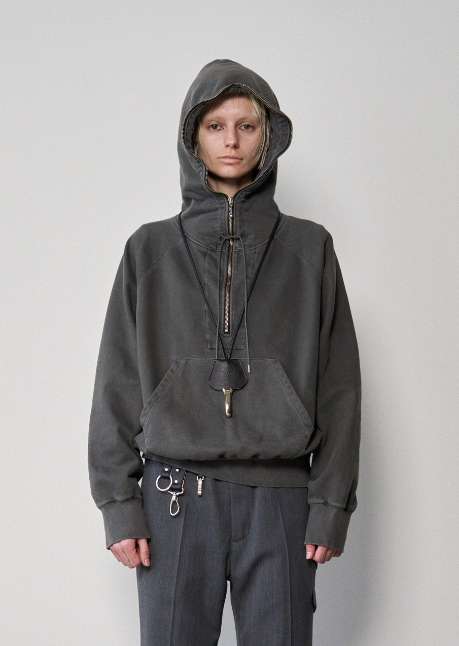 Processed Half-Zip Sweat Hoodie(Gray)