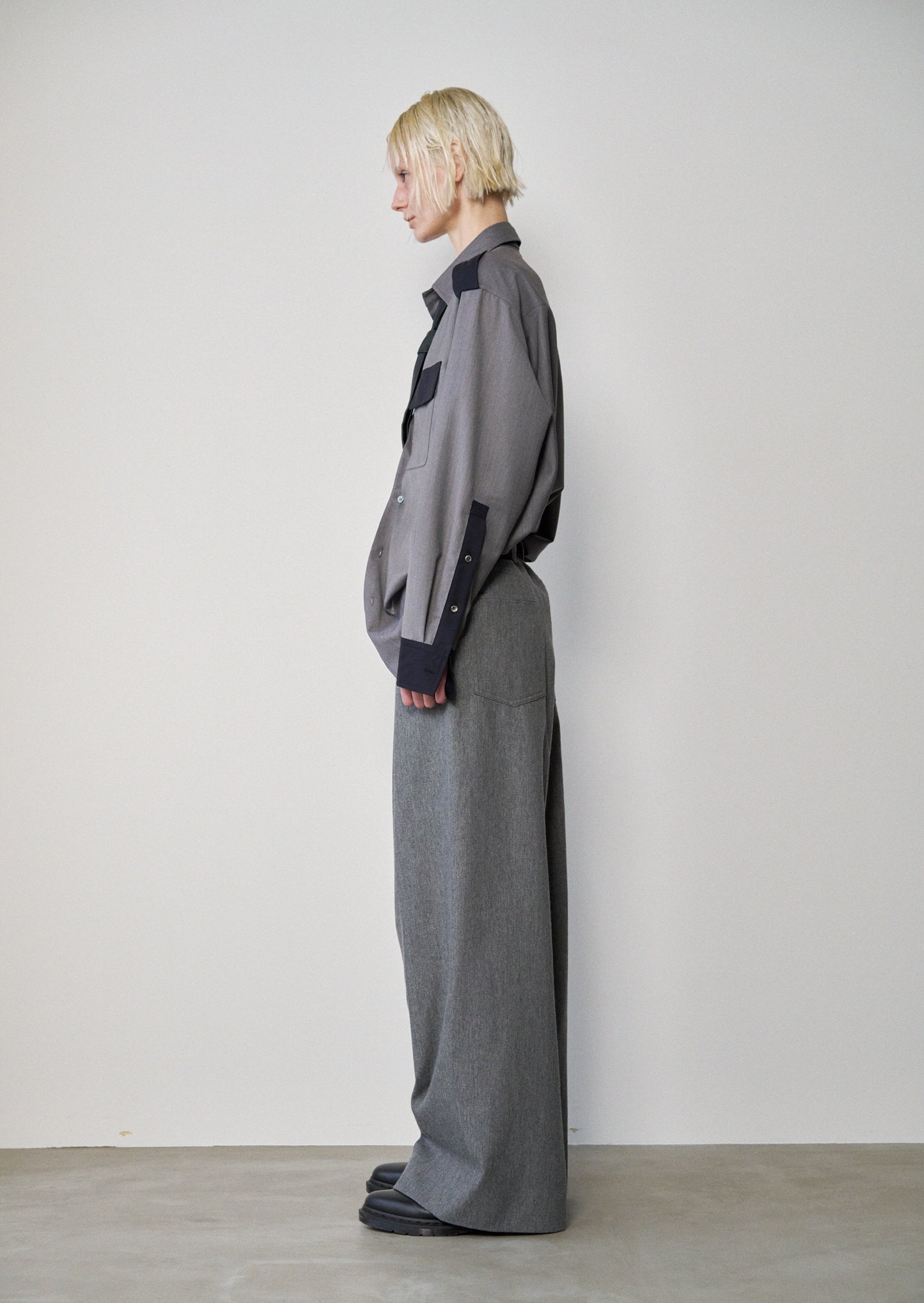 Two-Tone Military Shirt(M.Gray x Navy)