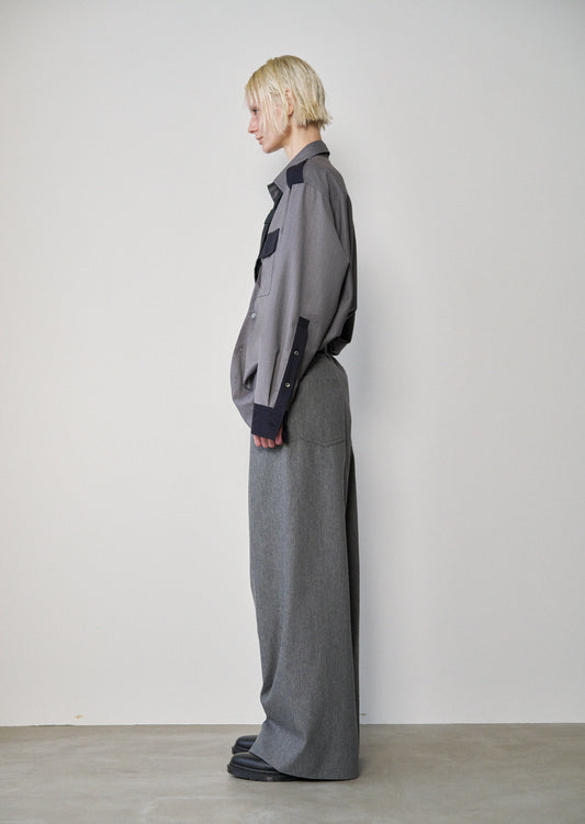 Two-Tone Military Shirt(M.Gray x Navy)