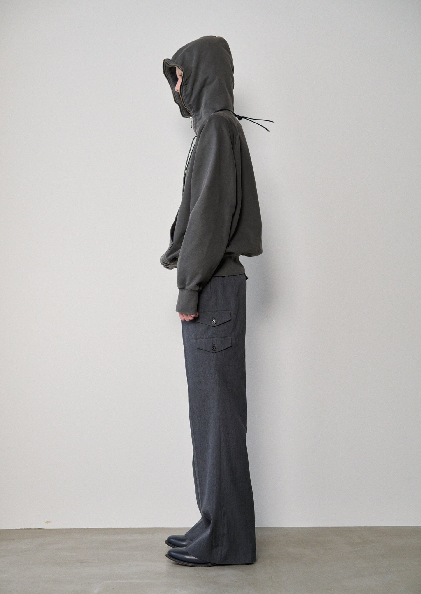 Processed Half-Zip Sweat Hoodie(Gray)