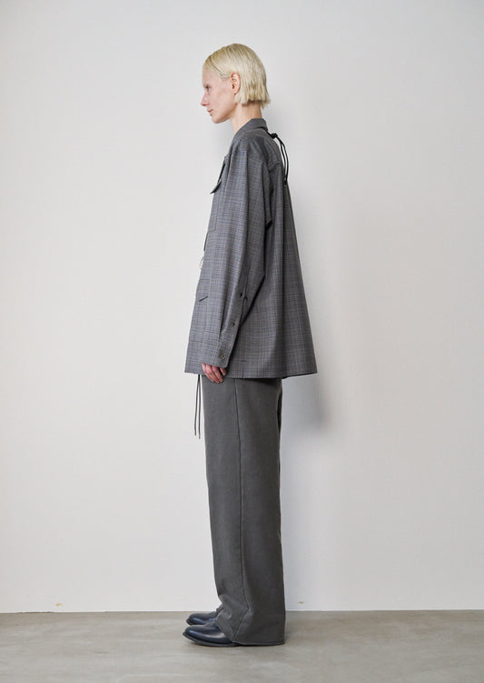 Box Opencollar Shirt Jacket(Gray Check)