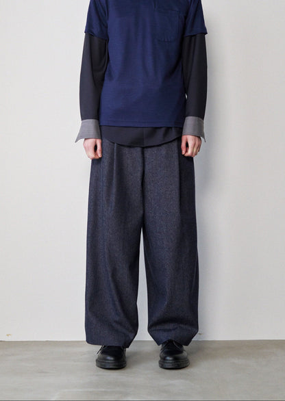 Tucked Wide Trousers (Indigo)