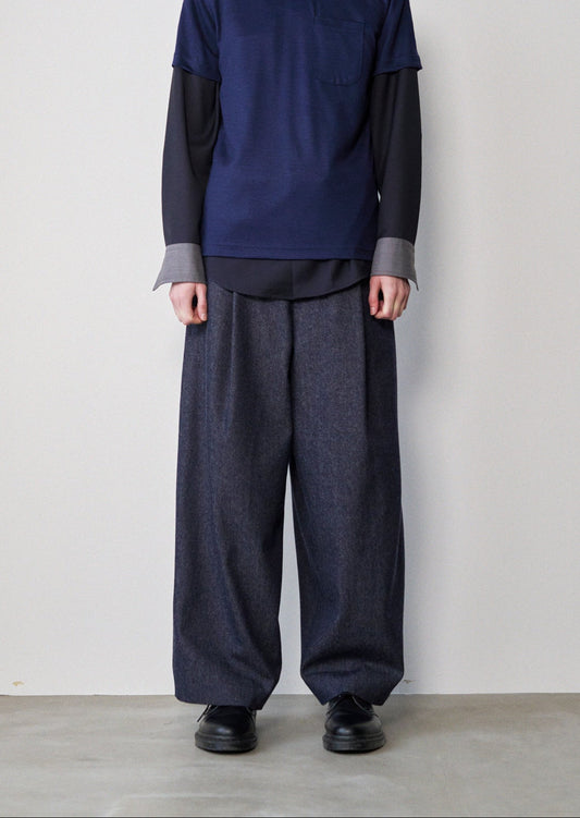 Tucked Wide Trousers (Indigo)