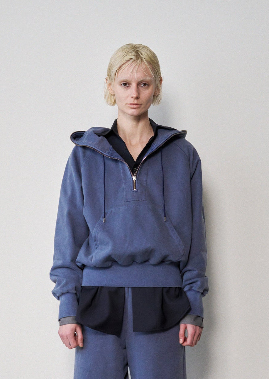 Processed Half-Zip Sweat Hoodie(Navy)
