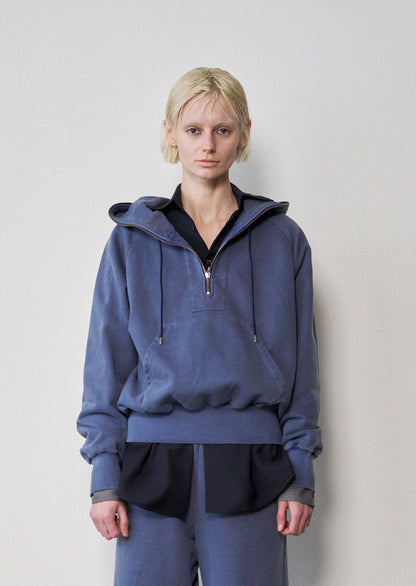 Processed Half-Zip Sweat Hoodie(Navy)