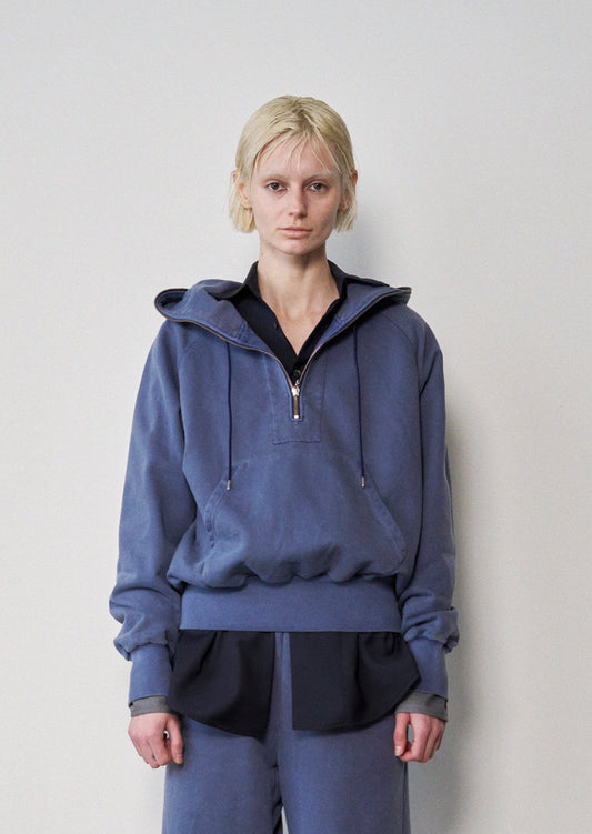 Processed Half-Zip Sweat Hoodie(Navy)