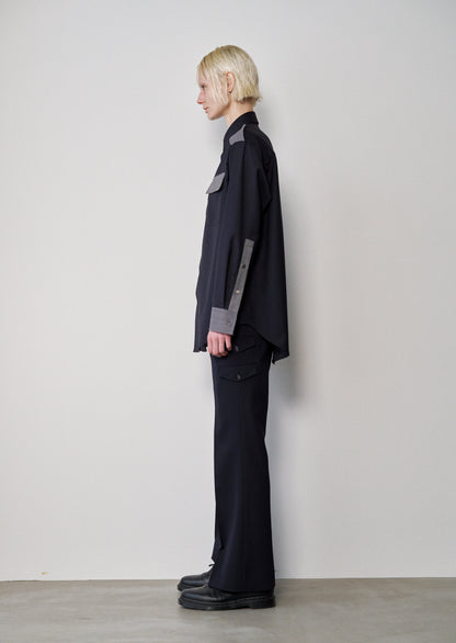 Two-Tone Military Shirt(Navy x M.Gray)