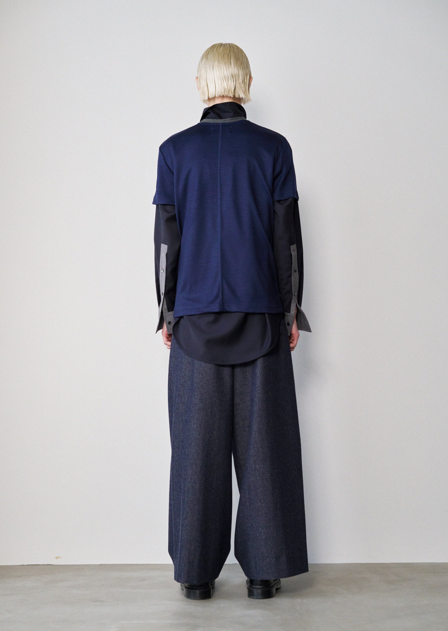 Tucked Wide Trousers (Indigo)