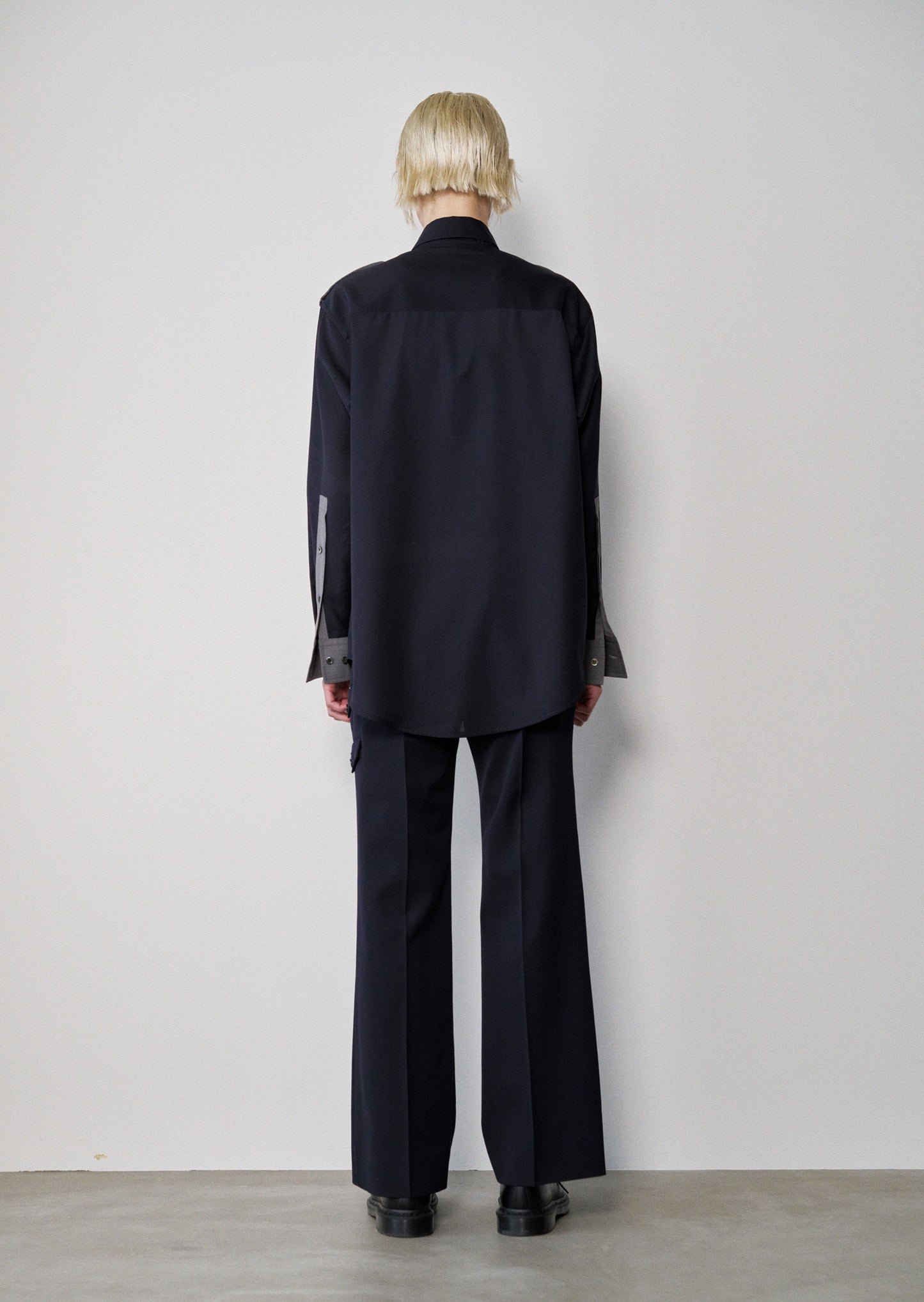 Two-Tone Military Shirt(Navy x M.Gray)