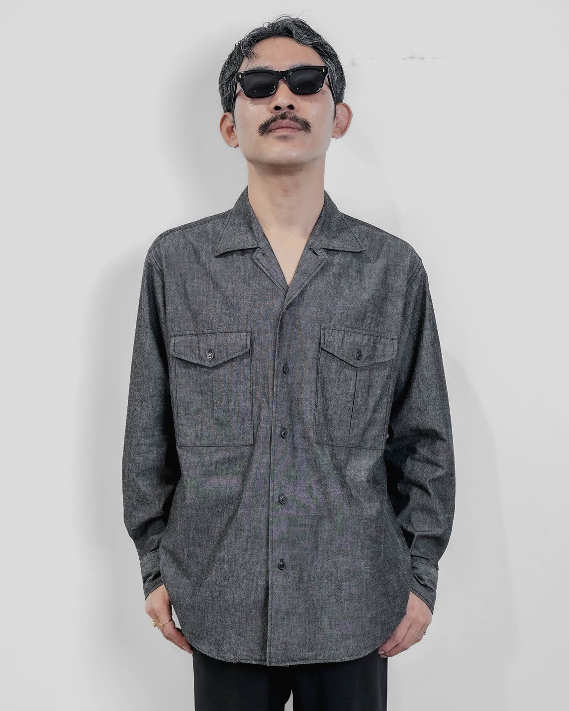 marka別注オフィサーシャツ(BLACK)